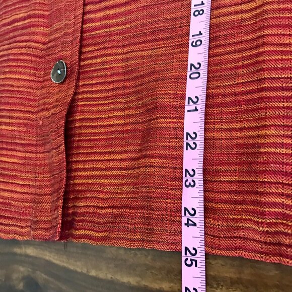 Chico's Design Women's Woven Linen Burnt Orange Button-up Shirt Size L Lagenlook - Picture 10 of 11